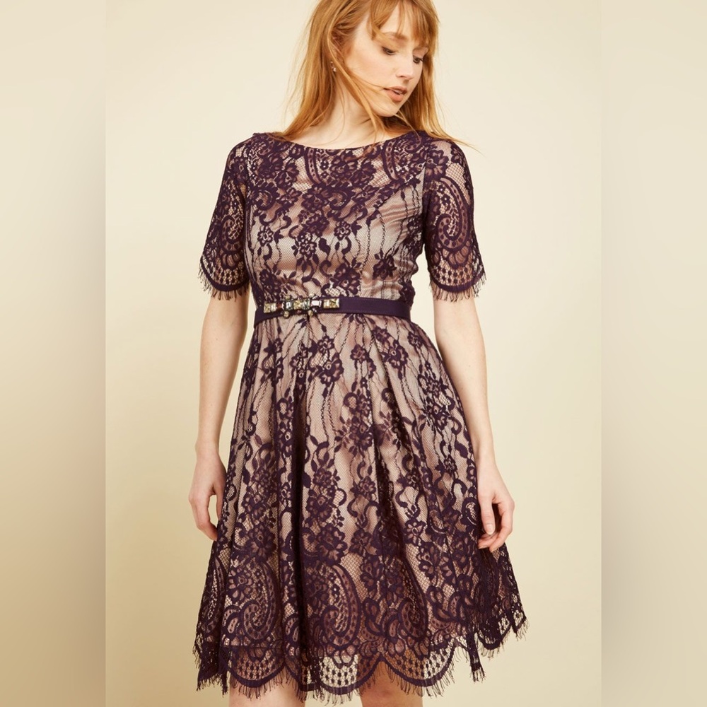 Eliza J Mauve Lace Dress